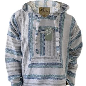 Baja Hoodie - White Gray Blue Turquoise Diamond